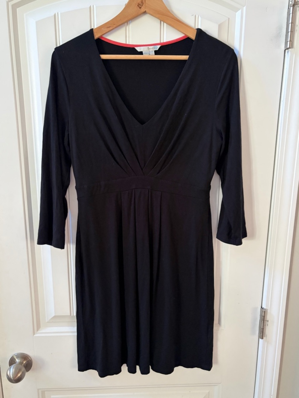 Boden Black Viscose V-neck MIDI Dress Sz 10L